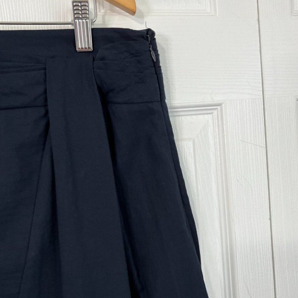 Vince Twist-Front A-Line Midi Cotton Skirt Blue Sz 4 - Picture 6 of 12